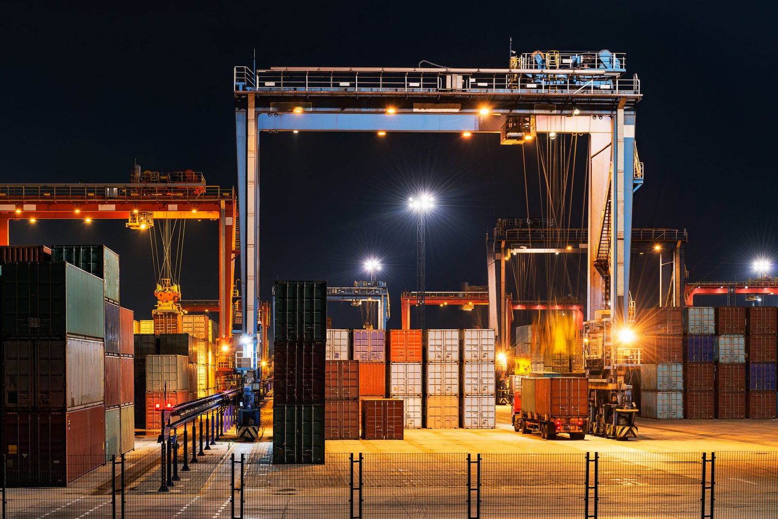 container Industrial crane loading Containers in a Cargo freight ship